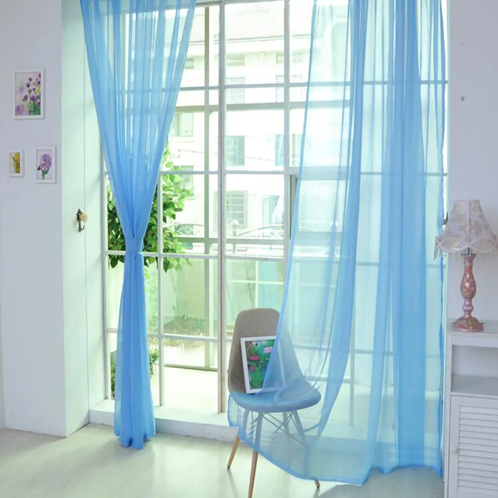 rideaux voile transparents décoratifs noir bleu rose rouge maison bord étroit