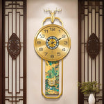 horloge murale moderne ornementale florale asiatique décoration murale salle aiguilles métal