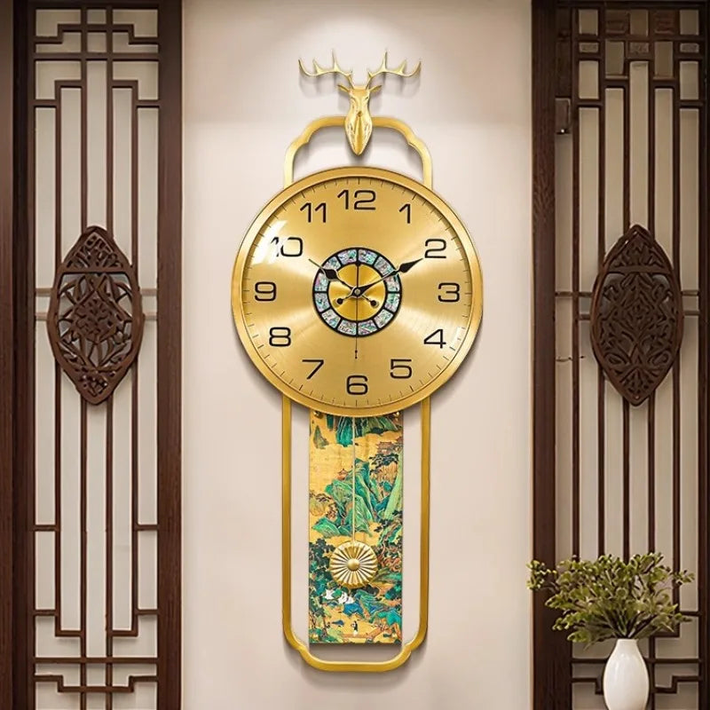 horloge murale moderne ornementale florale asiatique décoration murale salle aiguilles métal