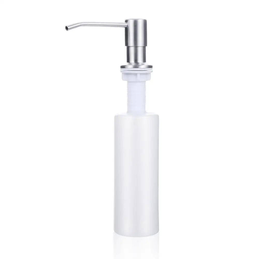 distributeur savon liquide moderne blanc doré mat salle bain main mousse plastique fixe tuyau