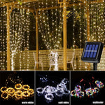 rideau lumineux solaire led blanc chaud moderne 300cm 300leds extérieur noël jardin