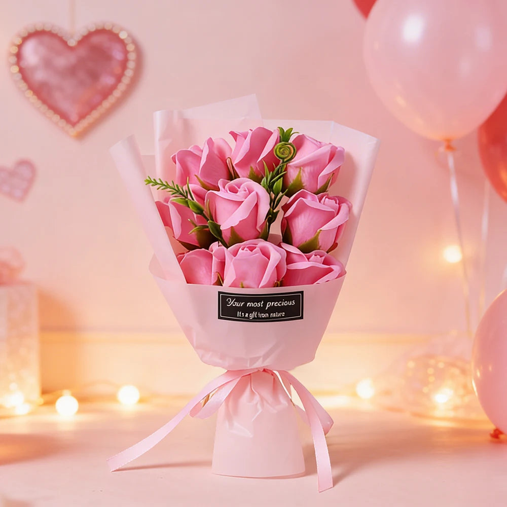 bouquet roses artificielles papier rose ruban attache decoration intérieure événement anniversaire mariage baby shower