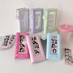 porte cartes kawaii floral rose vert bleu violet blanc cartes autocollants(chainette)