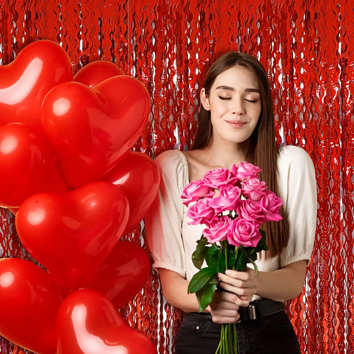 rideau décoratif moderne rose pâle rayures ondulées brillant anniversaire mariage festif