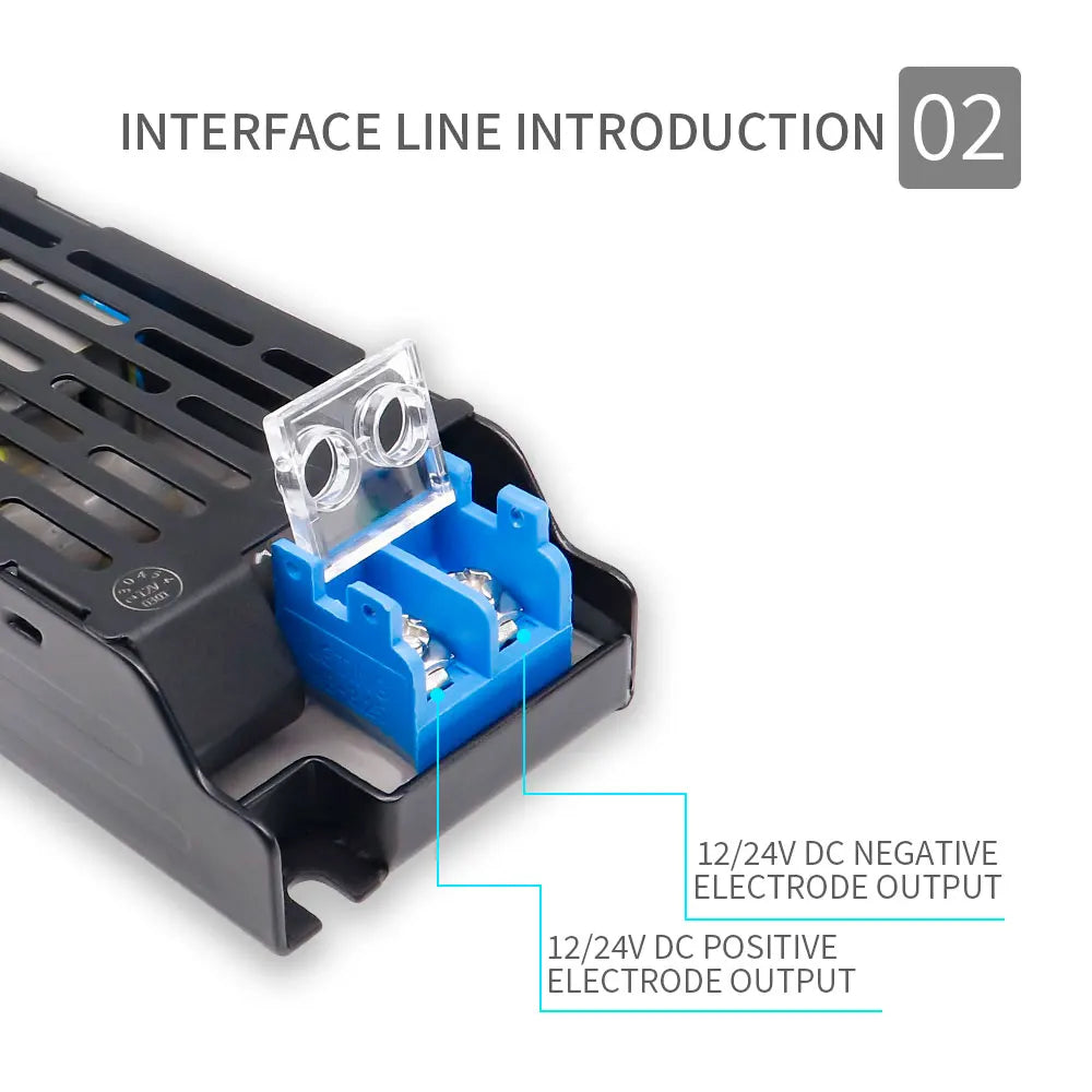 alimentation led 12v 24v 100w 150w 200w 300w 400w 60w noir transformateur industrielle ventilation