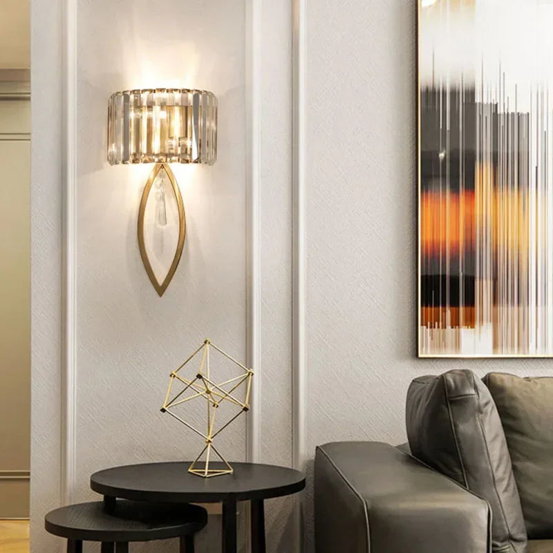 applique murale luxe cristal cuivre moderne éclairage ambiance salon chambre décoration murale dorée