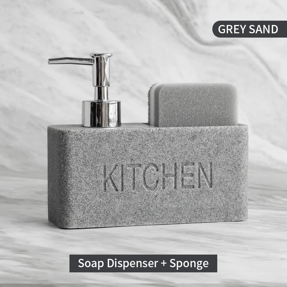 distributeur savon liquide gant cuisine marbré granité moderne noir blanc