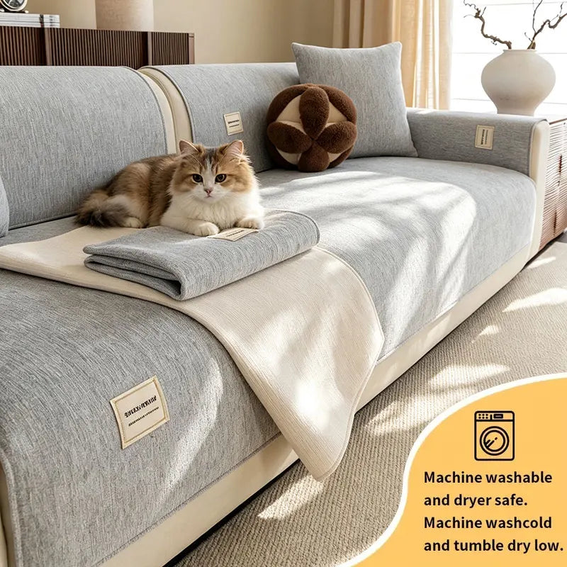 coussin canapé moderne antidérapant texture tissée gris clair beige salon maison animaux