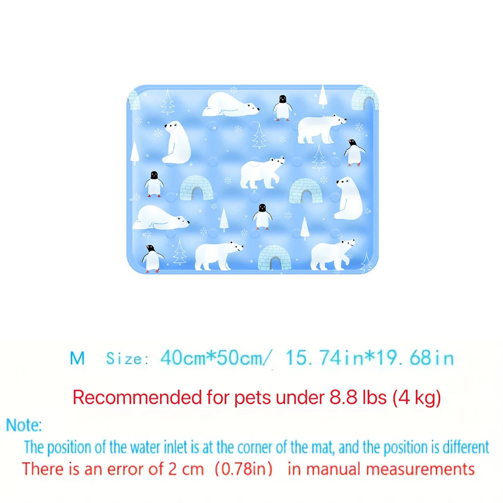 tapis refroidissement animal flocons neige polaire bleu clair moderne double bouchon orifice remplissage sécuritéintérieur