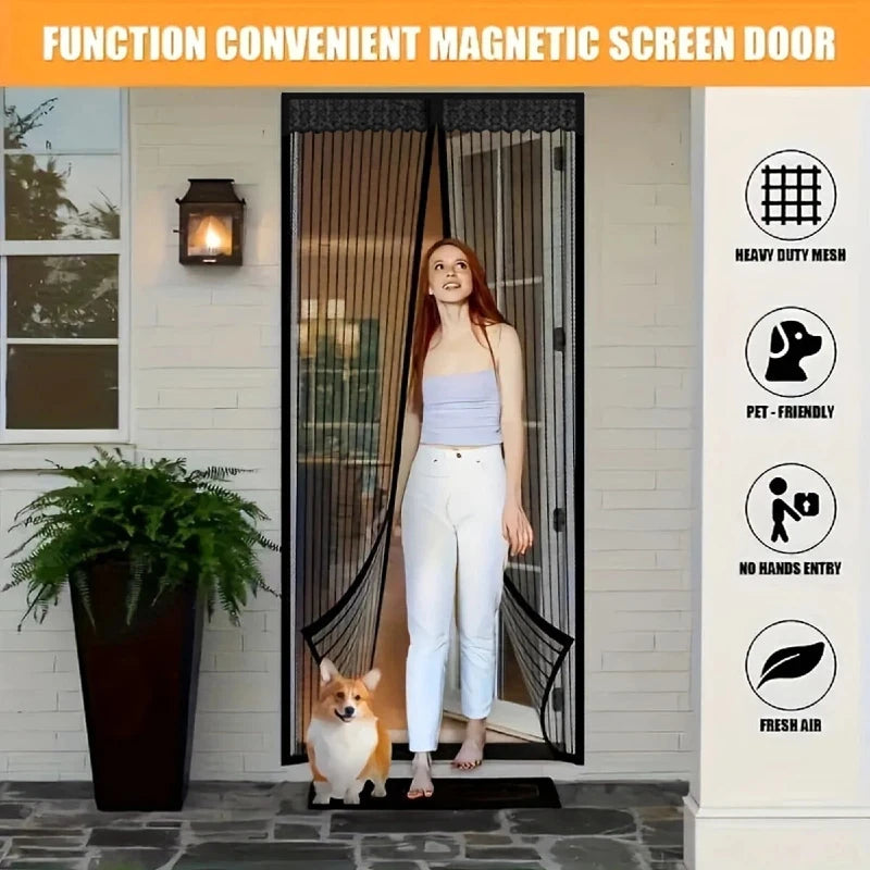 rideau porte magnétique noir blanc maille fine haute densité moderne adhésif magnets ruban adhésif