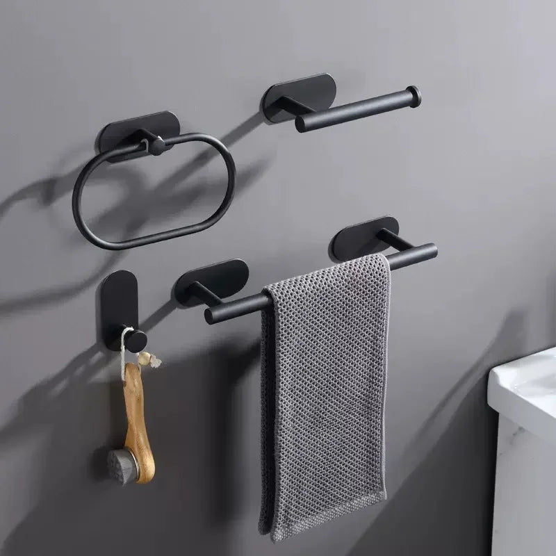 accessoire salle bain adhésif noir moderne porte rouleau papier toilette napkin holder suspension serviettes