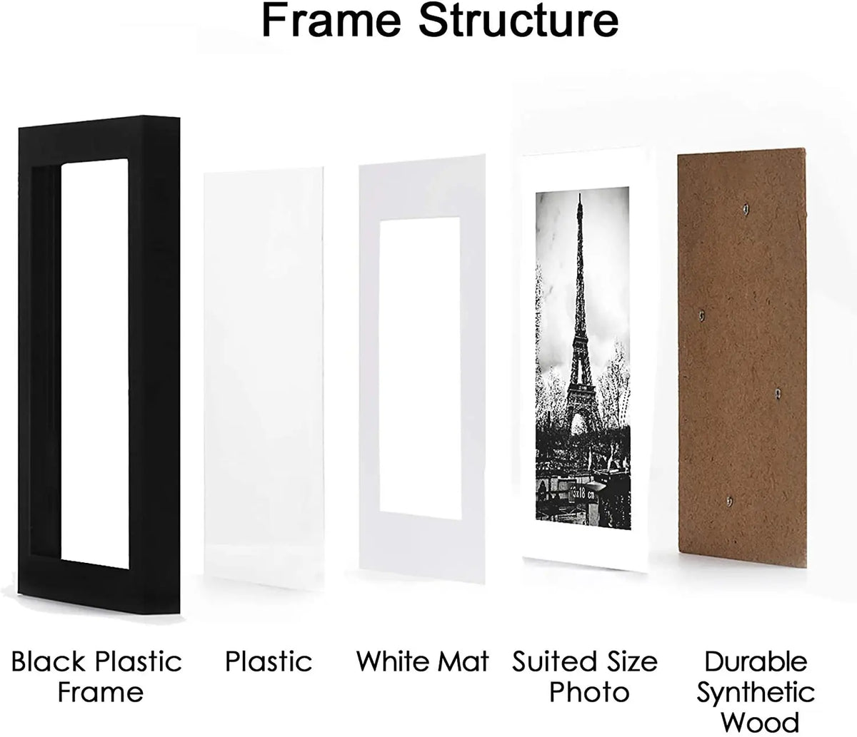 cadres photo modernes noir blanc mat amovible tour eiffel 5x7 8x10 11x14