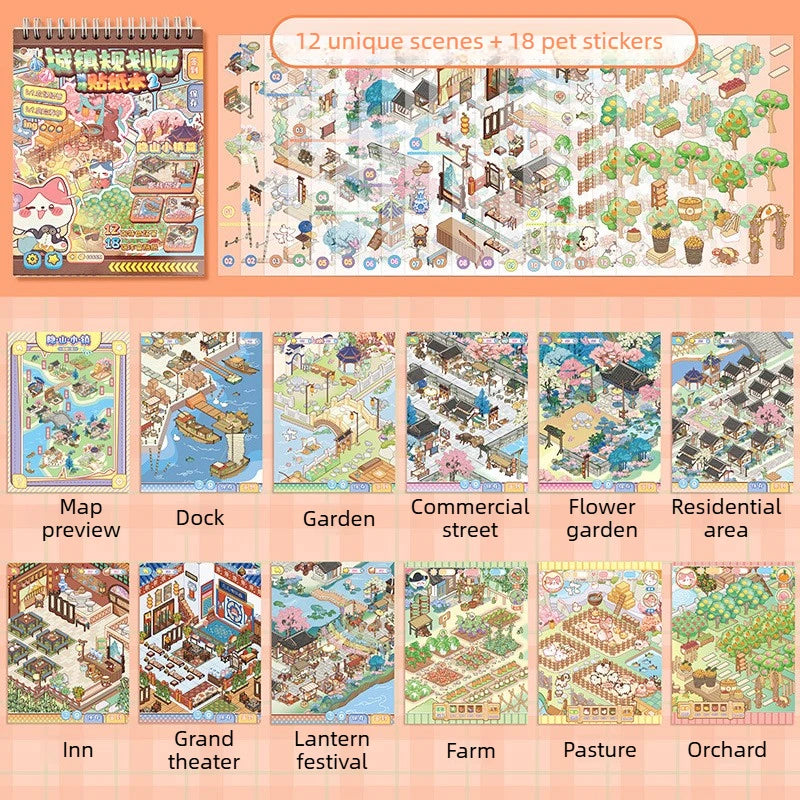 sticker book miniature scenes spiral binding colorful animal stickers creative journal supplies kawaii numbered
