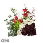 décoration événement bouquet fleurs artificielles rouge blanches vertes extérieur intérieur classique