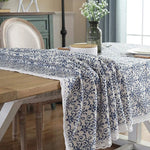 nappe table coton broderie fleur bleue blanche classique extérieure mariage festivité