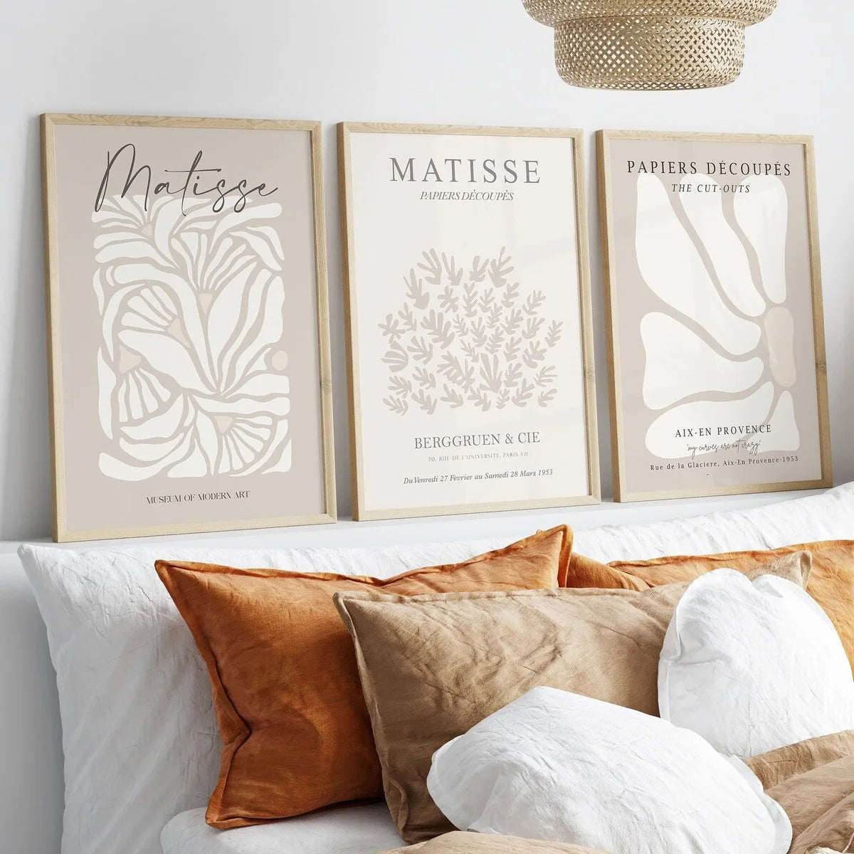affiches art minimalistes motifs floraux abstraits toile cadres bois beige clair blanc 20x30cm 30x40cm