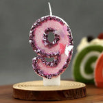 bougies numéraires pailletées rose violet blanc papillons relief décoration fil fixe anniversaire saint valentin