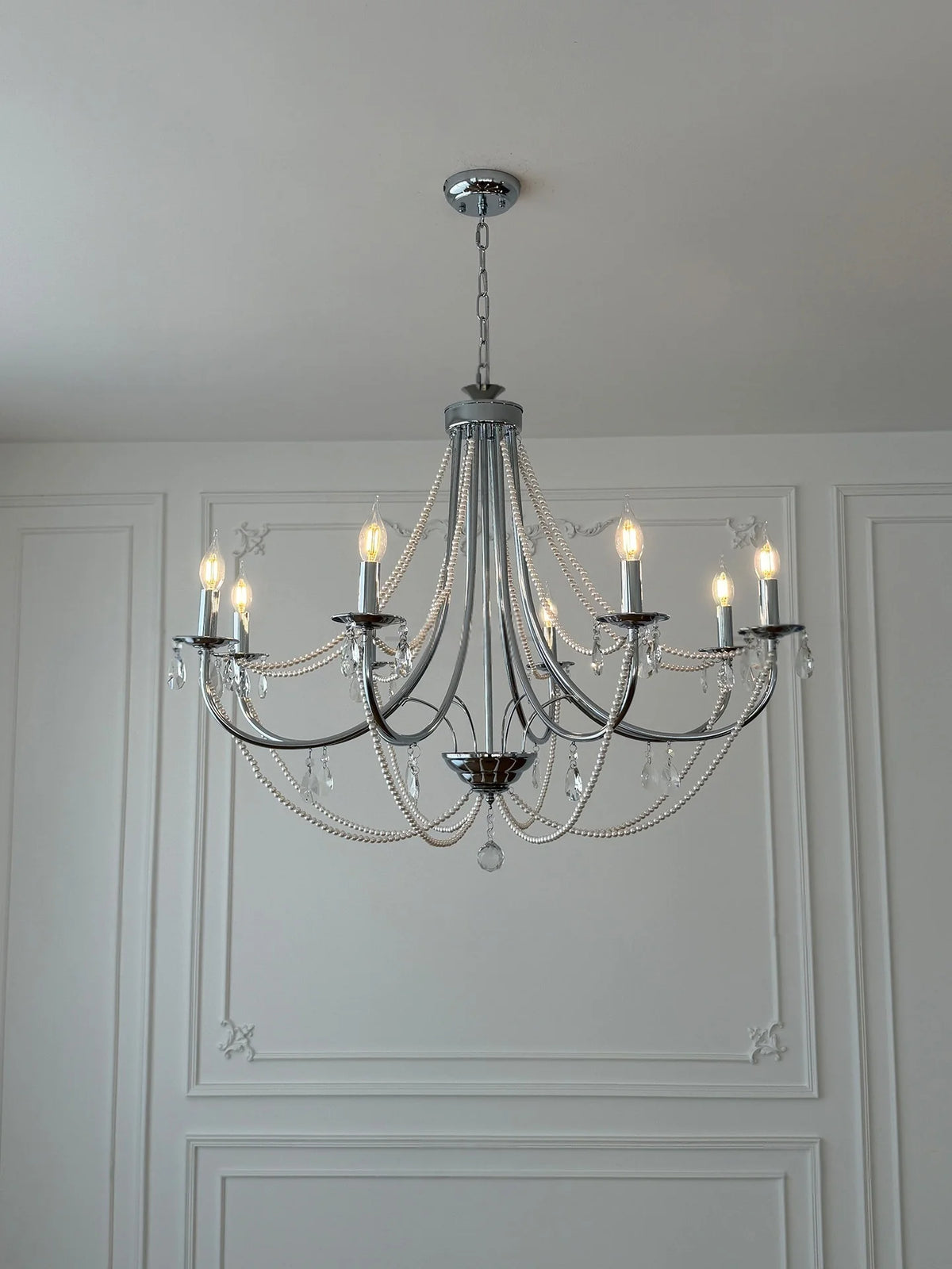 lustre cristal transparent blanches classique gris métallisé blanc ampoules E14