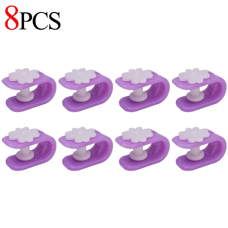 clips fixation violet rose bleu fleurs blanches moderne pratique 12pcs