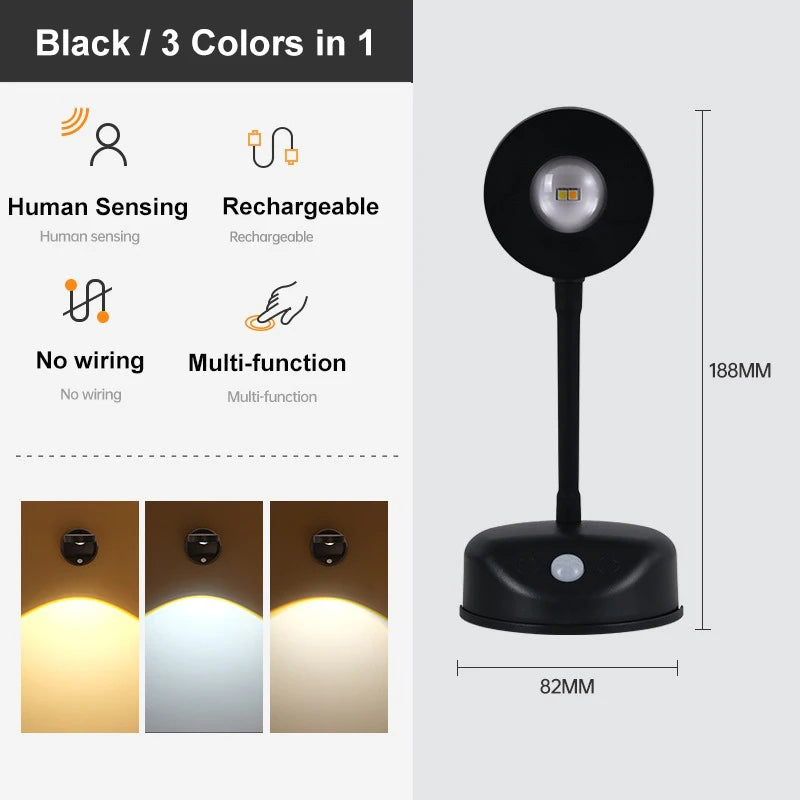 lampe murale rechargeable batterie led noir modernes cuisine salle manger télécommande