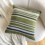 housse coussin rayé polyester 45x45cm moderne blanc beige gris vert chambre