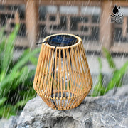 lanterne solaire tressée rotin suspendue jardin terrace verre transparent rustiqueextérieur