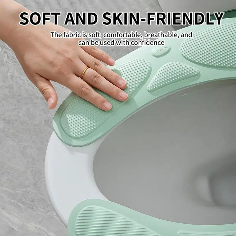 coussin toilette vert pastel texture verticale douce coton lavable réutilisable salle bain confortable
