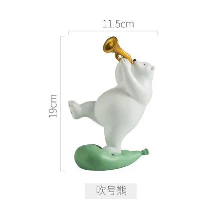 statue ours polaire résine blanche contemporaine minimaliste base plate ballons