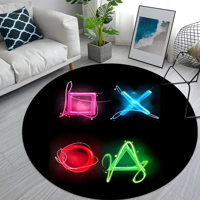 tapis rond gamer manette couleur vive moderne antidérapant polyestère extérieur intérieur chambre
