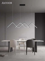 suspension lumineuse pendentif led moderne minimaliste ligne ondulée blanc opacité restaurant cuisine