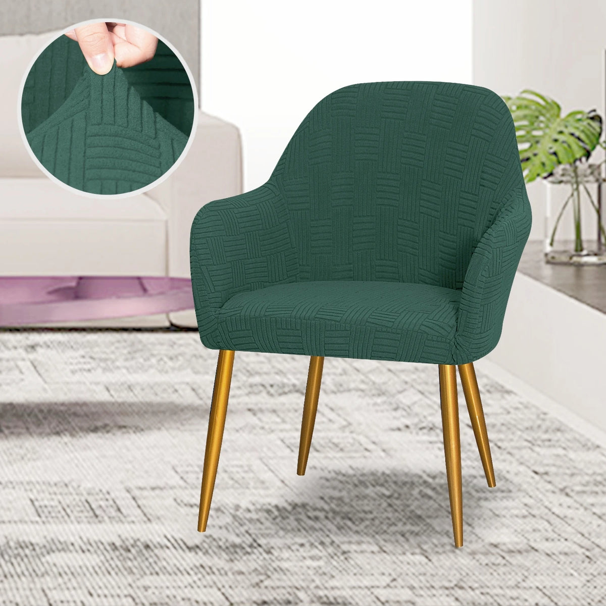 fauteuil moderne marron clair tissu élastique motifs géométriques simple accueil chaise banquet lavable