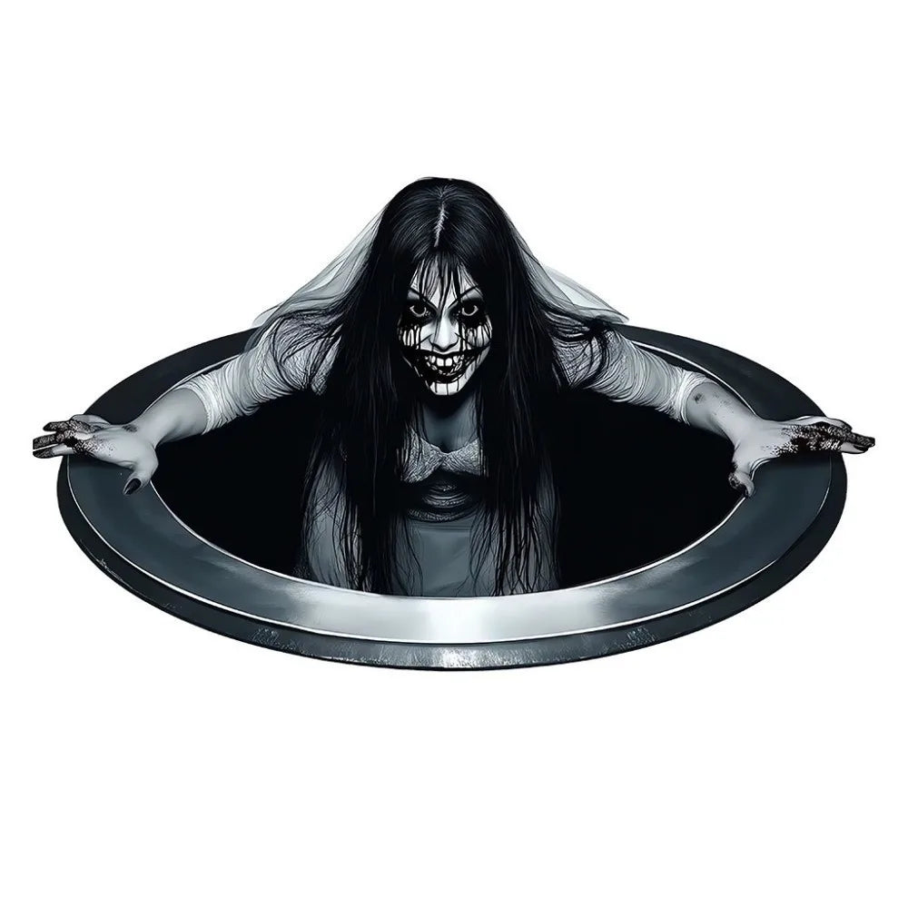 autocollants muraux effrayants visage noir blanc adhésifs graphiques décoration fantôme sorcière fêtes