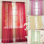 rideau léger voilage transparent tissu plissé bord dentelle couleur blanche bleue rouge pale
