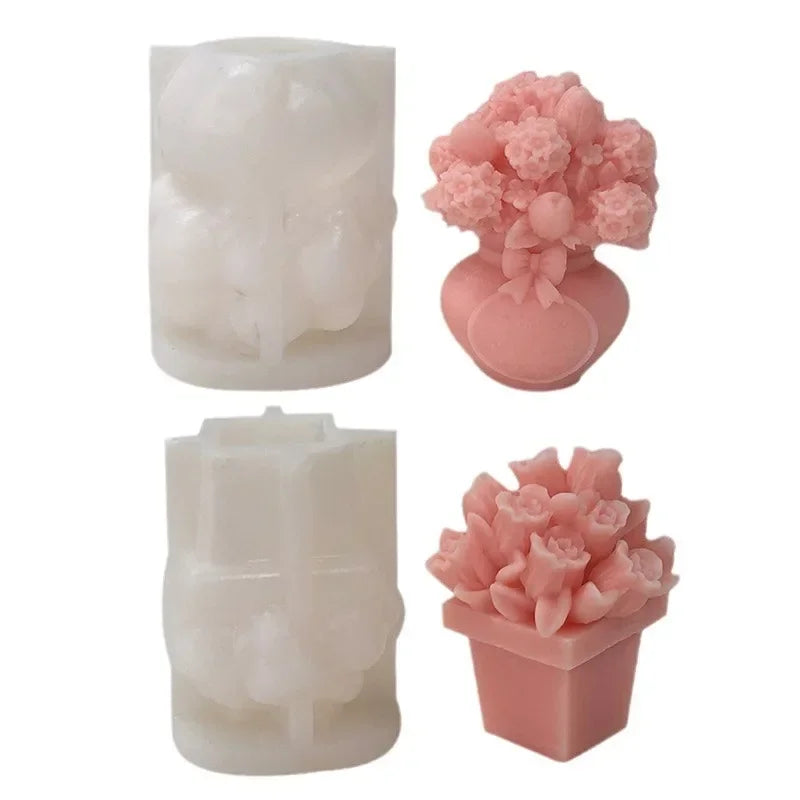 moule silicone bougie fleur rose bouquet artisanal décoration bricolage savon plâtre résine