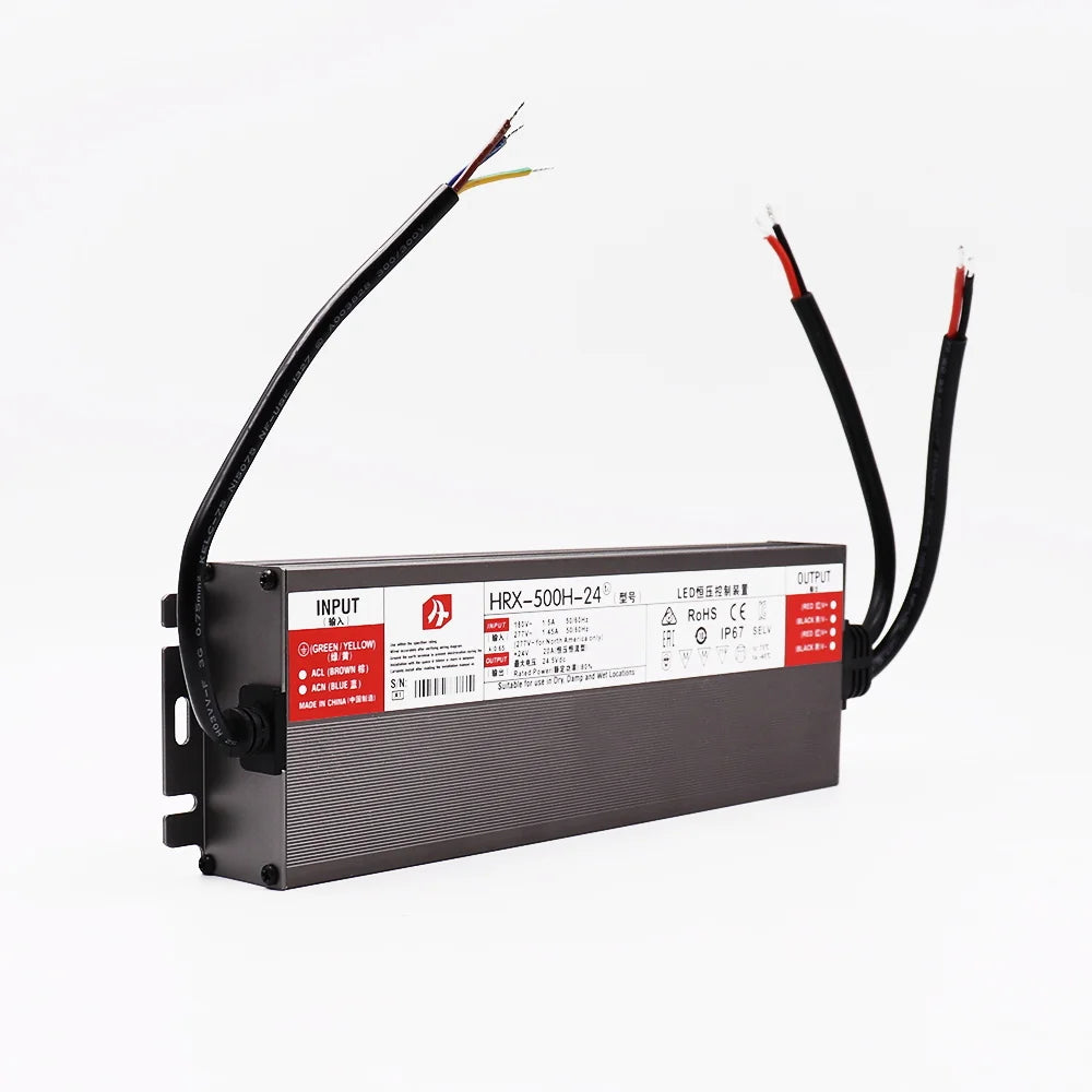 transformateur électrique led 12v 24v ip67 gris rayures clips câbles