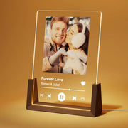 lampe personnalisable photo couple émotions musiques barres progression icônes lecture base bois moderne