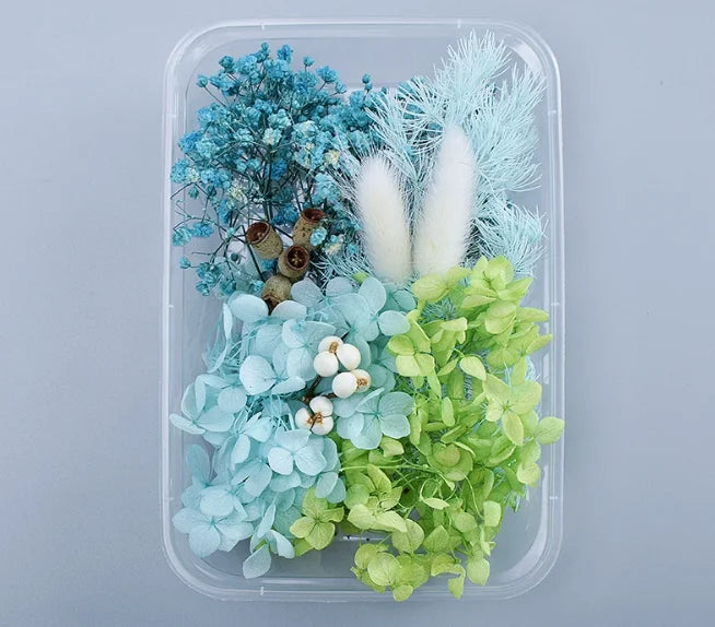 Fleurs séchées naturelles variées bleu rose vert blanc décoration diy bougie évènement