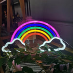 décoration murale néon arc ciel nuages moderne veilleuse USB LED colorée chambre festive