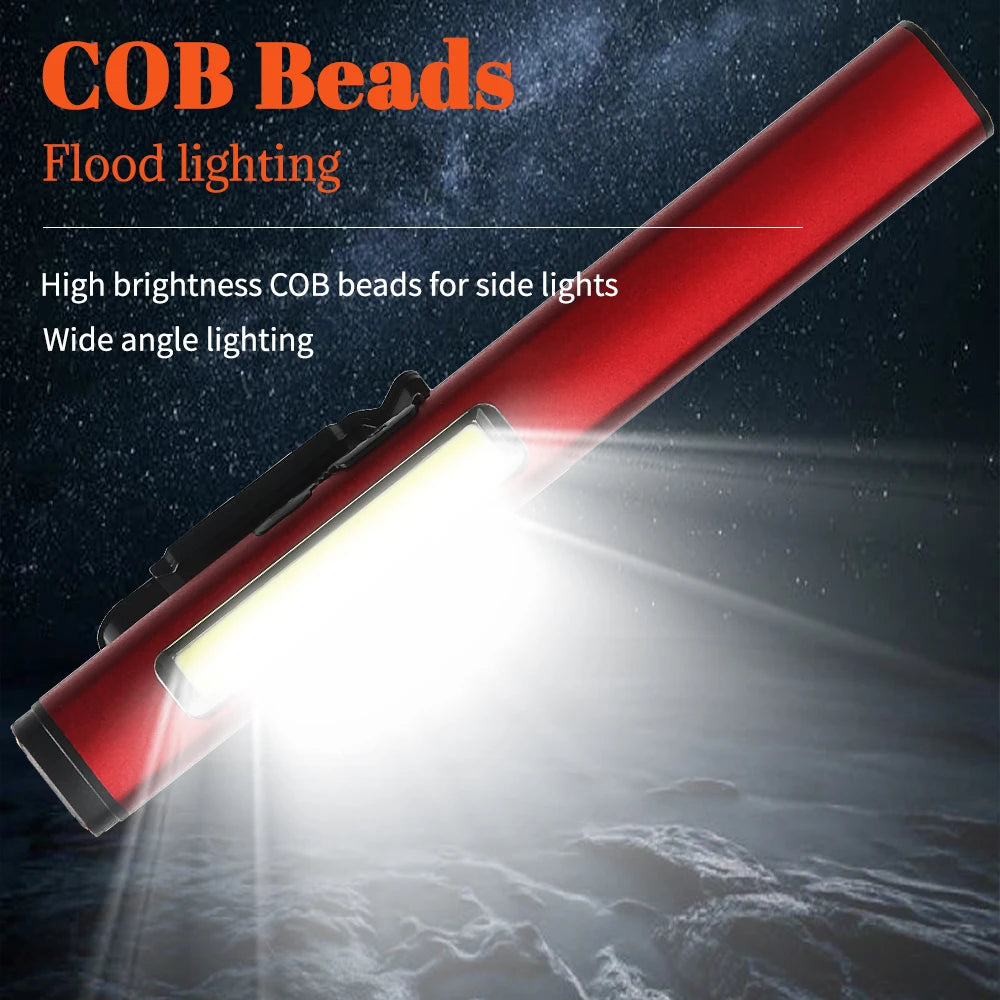 lampe torche multifonctionnelle rechargeable led spot flood uv clip aimant métallique moderne