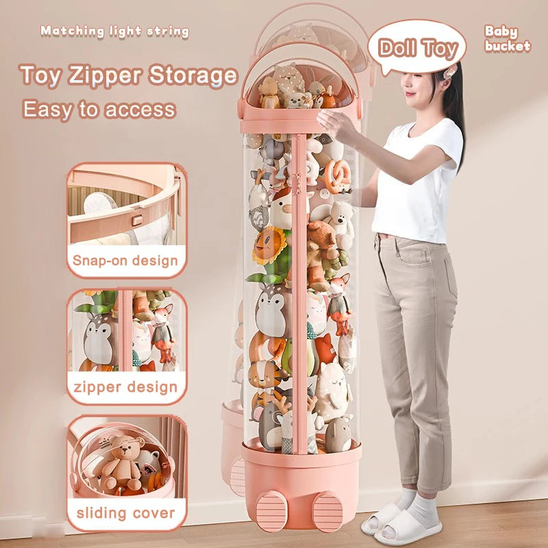 boîtes rangement jouets transparentes moderne rose clair pliables multifonctions organisation enfants storage zipper toy