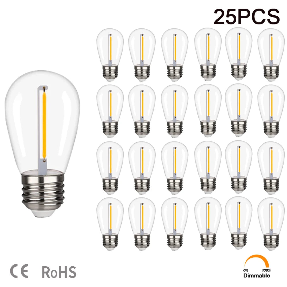 ampoules led transparentes opalescentes filament doré e27 vintage 220v 25000h 360° lumière blanche chaleureuseextérieur