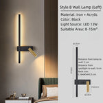 lampe murale moderne led noir doré orientable salon chambre coucher minimaliste