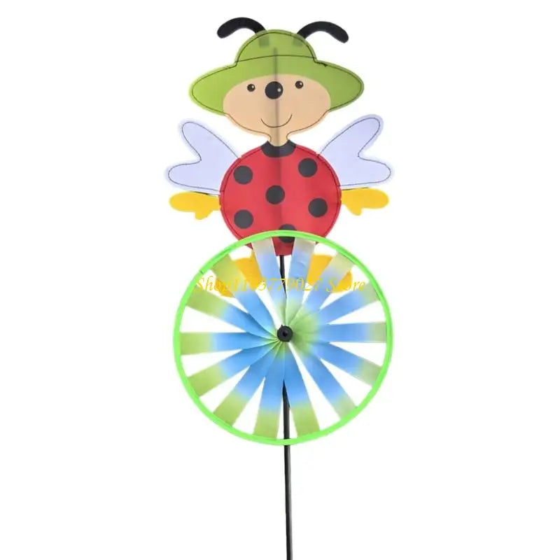 décoration extérieure moulin vent enfantin motif coccinelle abeille rouge noir vert bleu jaune blanc