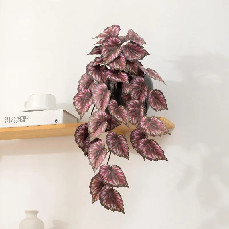 plantes artificielles murales violette verte brun feuilles ovalées modernes intérieur accrochables 60cm 3pcs