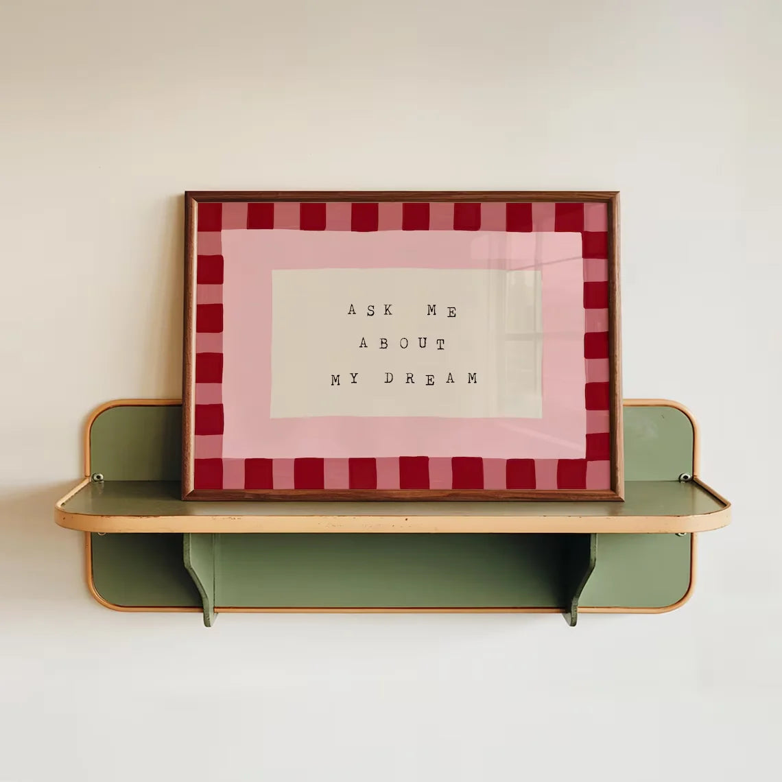 cadre mural classique rayures horizontales vert rouge blanc chambre coucher rétro fixations murales ask