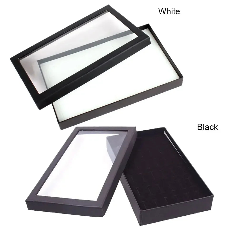 présentoir bijoux bagues velours transparent blanc noir classique élégant 21.7x13.5x3 cm 36 fentes