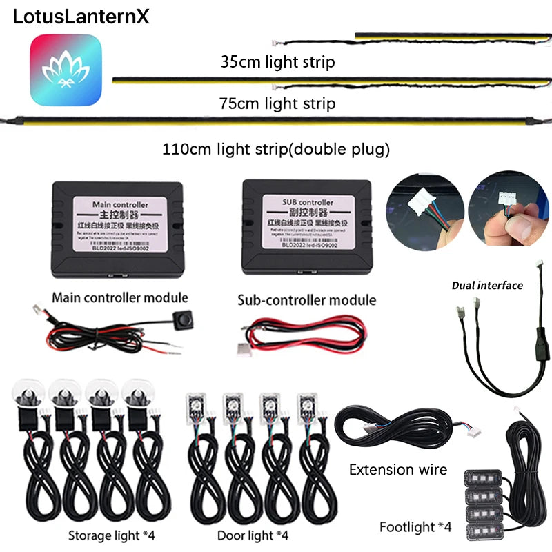 ruban led noir 64 couleurs contrôleur principal secondaire interface double lumière sol moderne