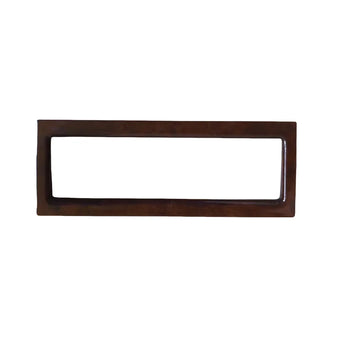 console voiture classique marbre marron foncé plaque centrale cercles cadre rectangulaire motif supérieure supports