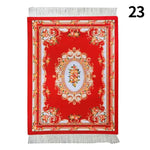 tapis ornements floraux géométriques franges blanches non glissant rouge vert beige