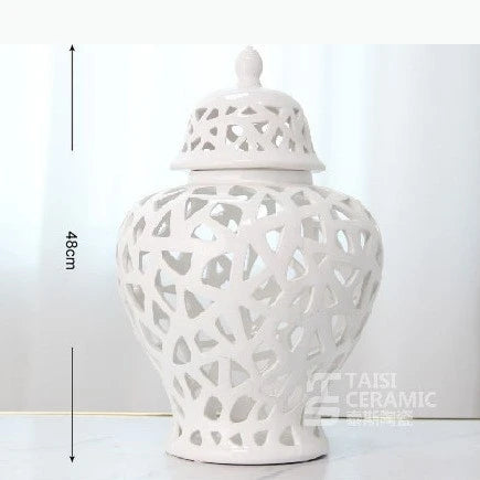 vase moderne or blanc argent réseau géométrique élégant poignée couvercle